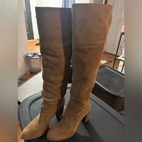 Michael Kors Tan Suede Over the Knee Boots - Picture 4 of 14